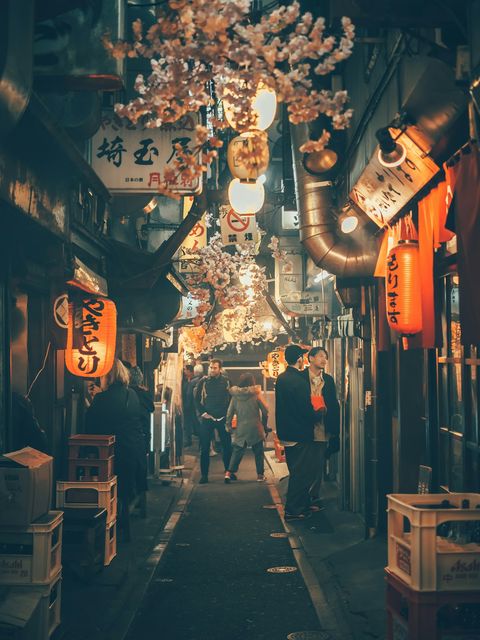 A lantern-lit alley in Tokyo