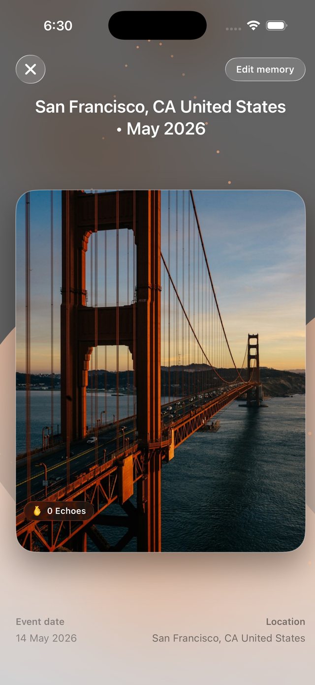 DearMode showing a San Francisco memory
